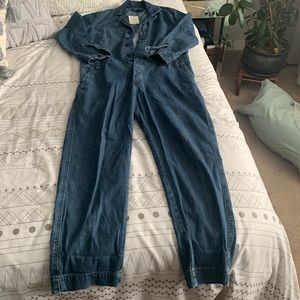 NWT cropped denim boiler jumpsuit